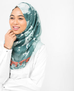 Aqua Abstract Print Viscose Hijab Regular 
