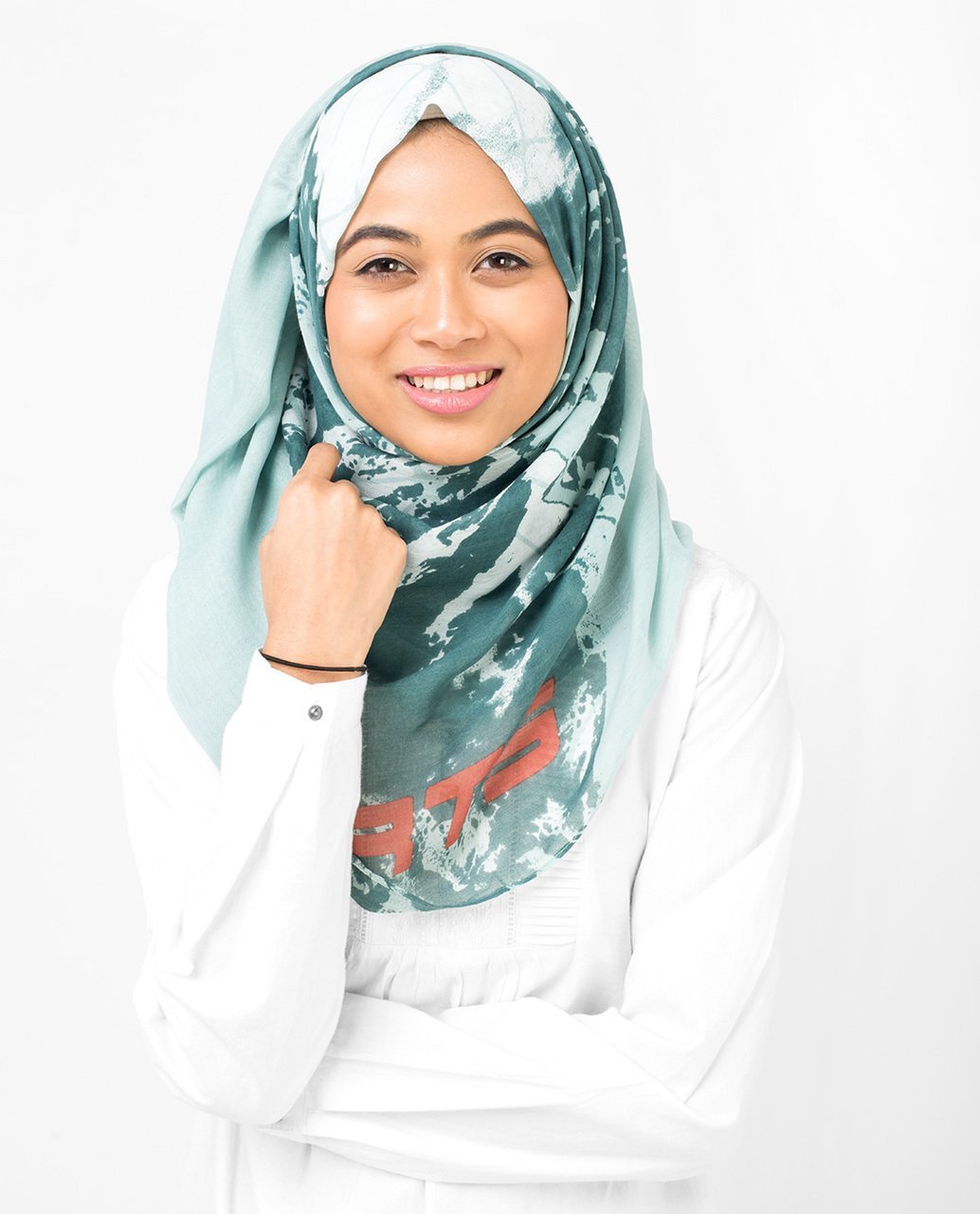 Aqua Abstract Print Viscose Hijab Maxi 