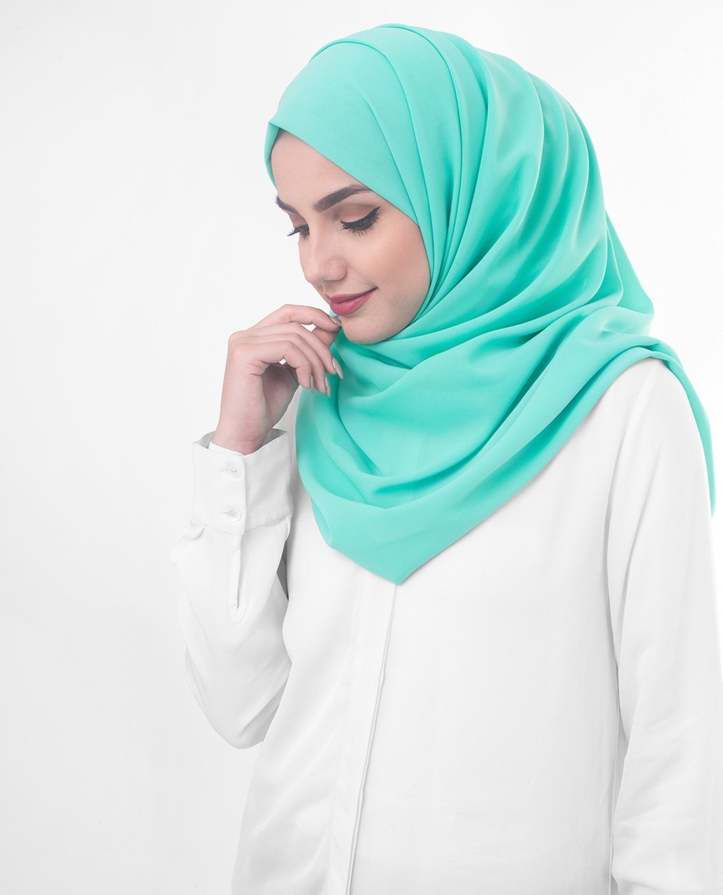 Aqua Green Poly Georgette Hijab Regular Aqua Green 