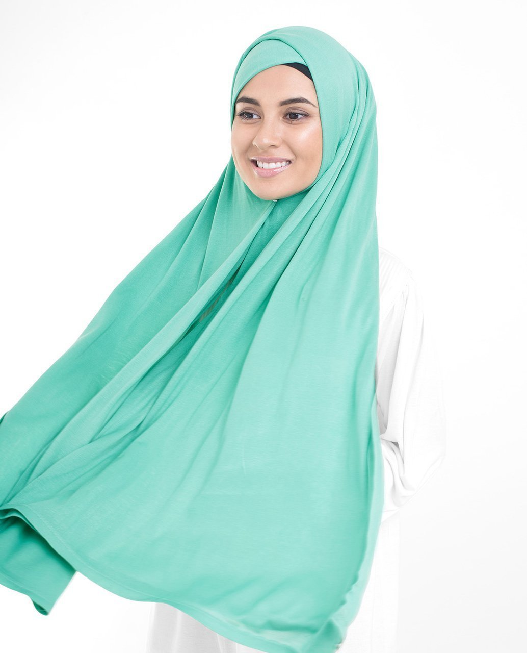 Aqua Turquoise Viscose Jersey Hijab Medium Aqua Turquoise 