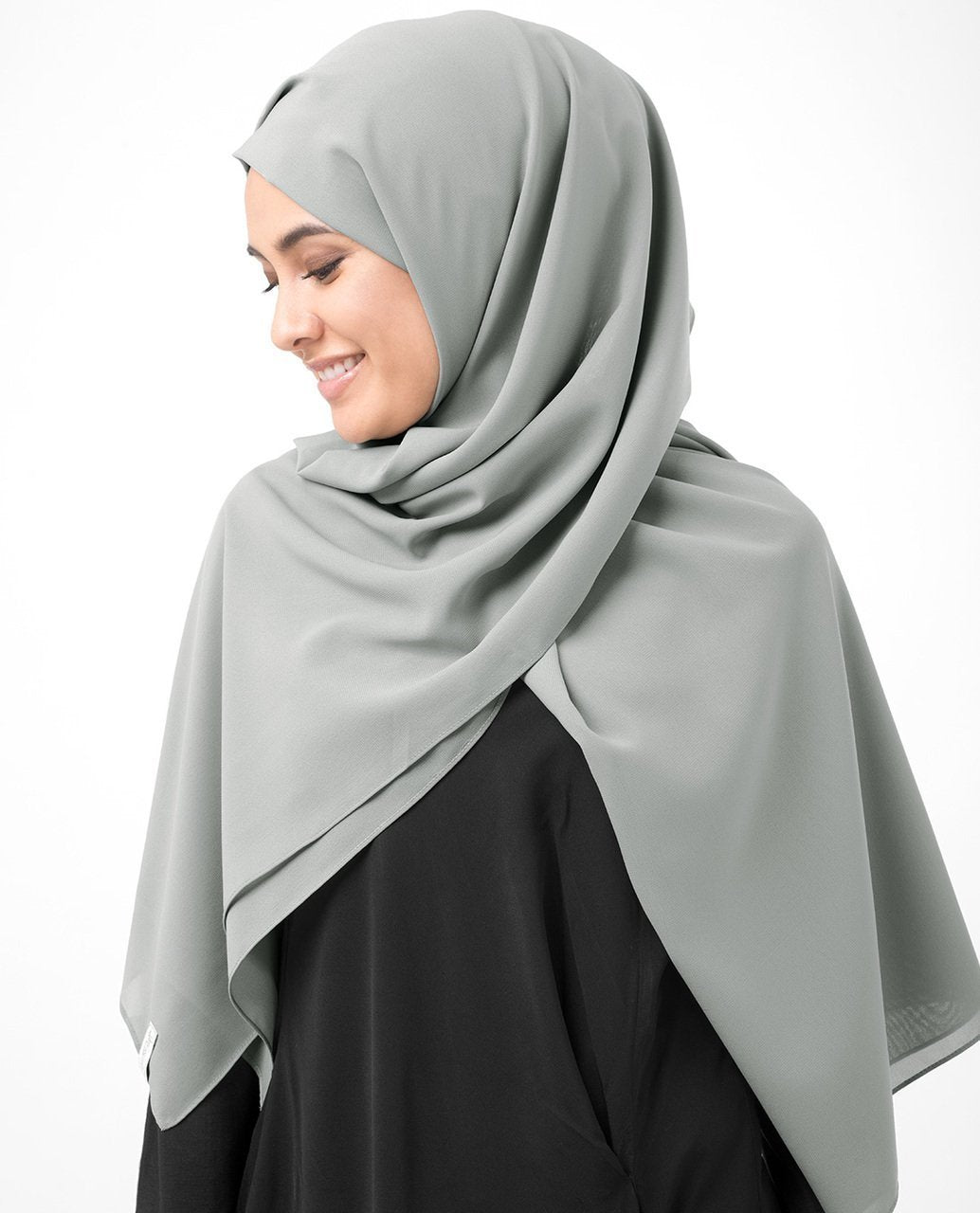 Ash Grey Poly Georgette Hijab Regular Ash Grey 