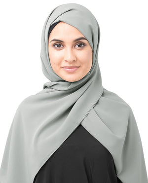 Ash Grey Poly Georgette Hijab Regular Ash Grey 