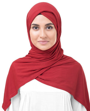 Aurora Red Viscose Jersey Hijab Medium Aurora Red 