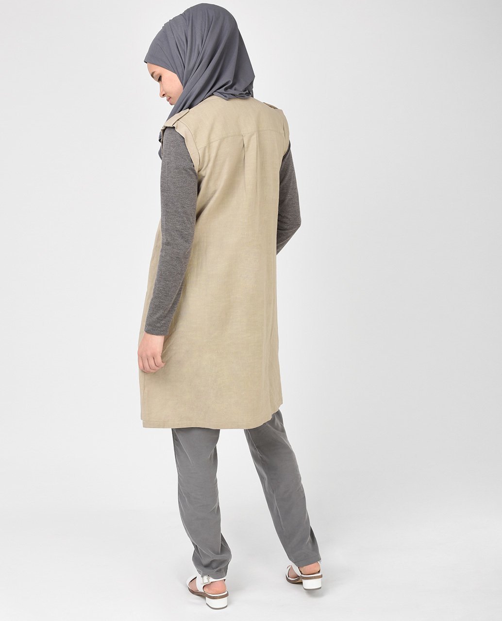 Beige and Brown Long Tunic Slim 