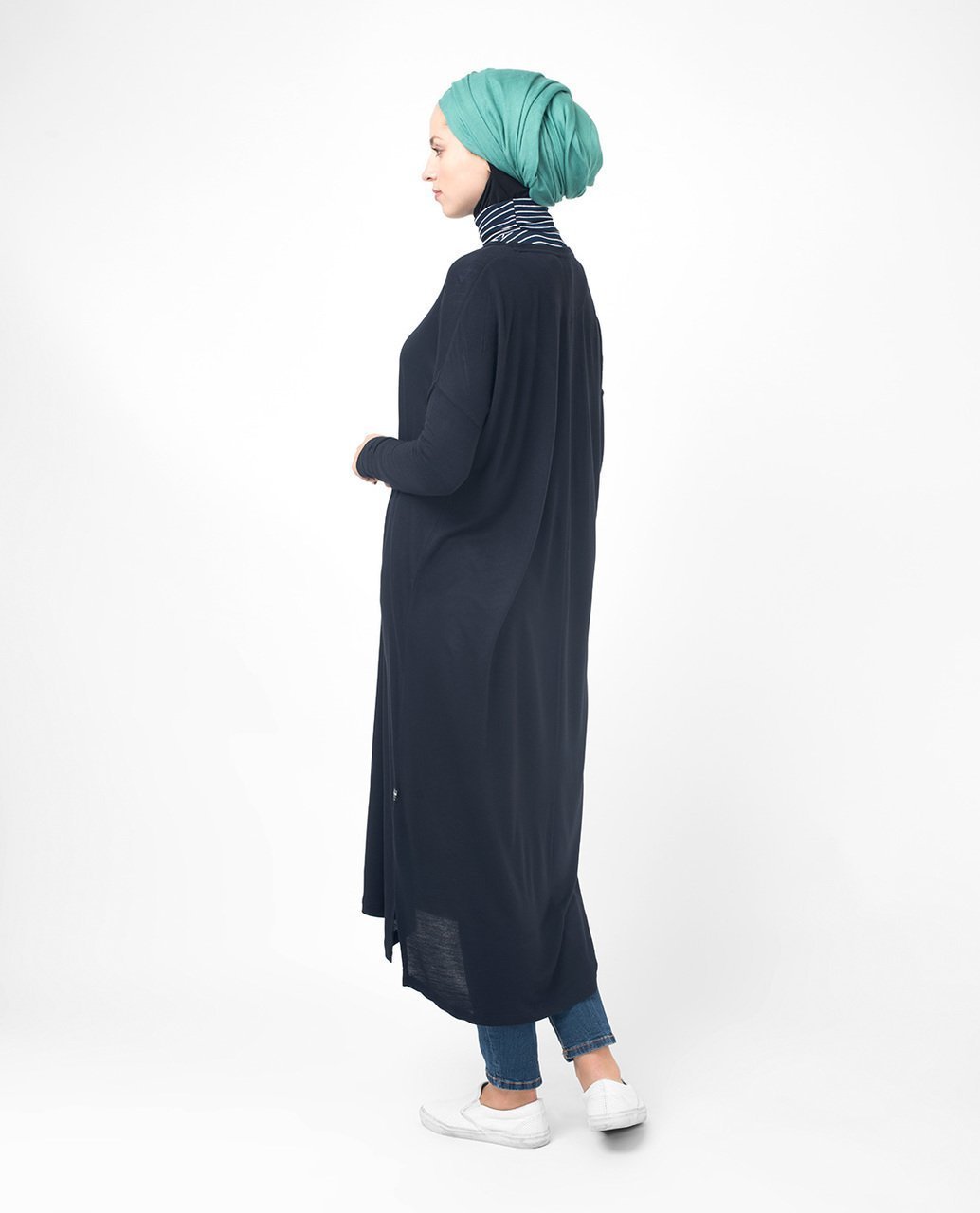 Black Casual Long Modest Top Small (8-10) Petite (- 5'2") 