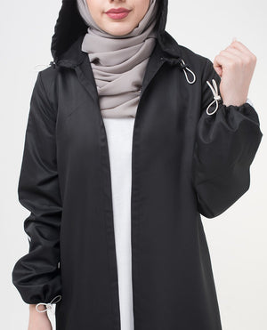Black Hooded Outerwear Small Petite (- 5'2") Black