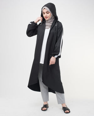 Black Hooded Outerwear Small Petite (- 5'2") Black