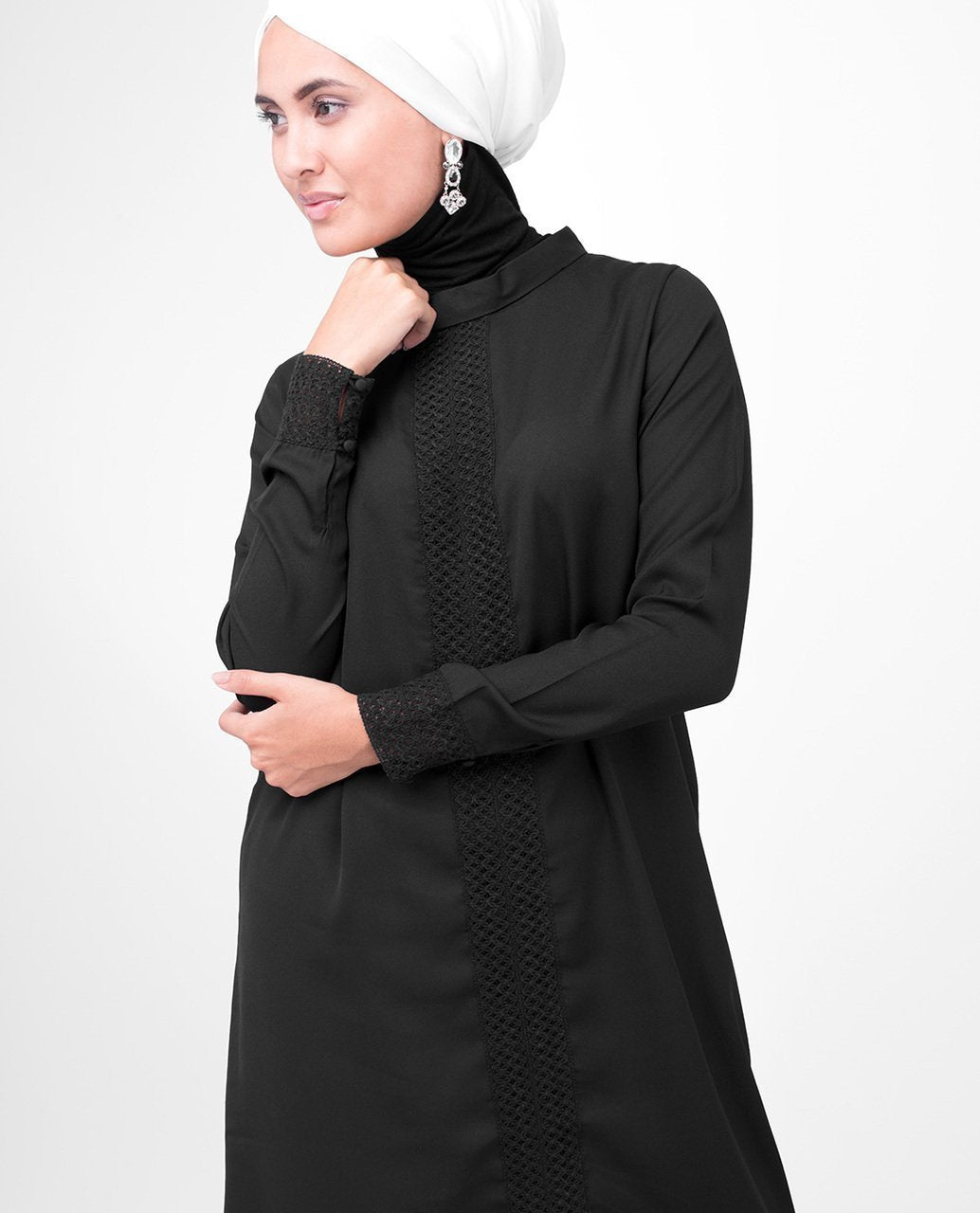 Black Lace Modest Top Small (8-10) Petite (- 5'2") Black