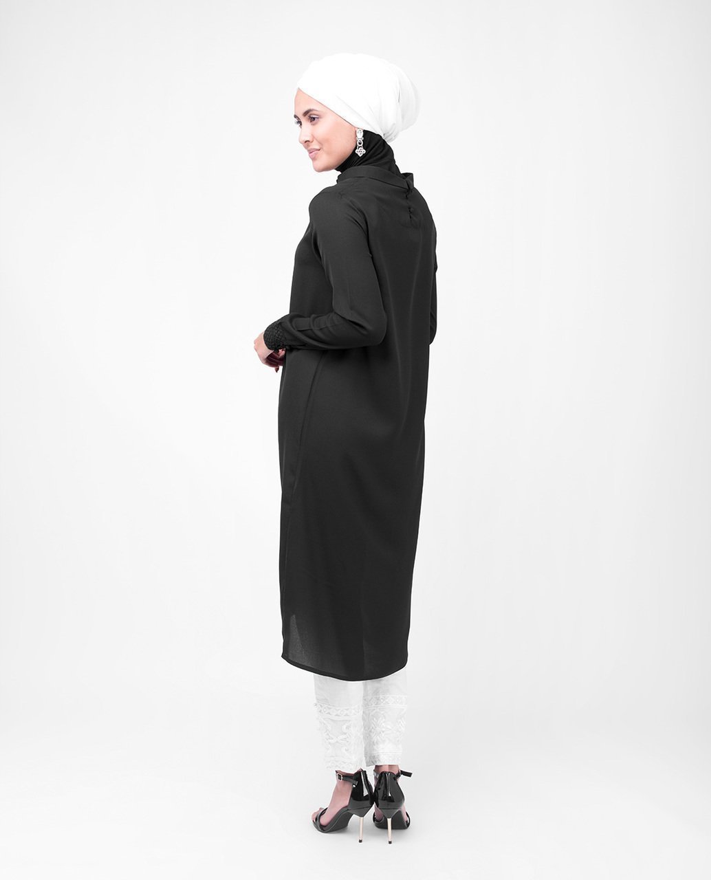 Black Lace Modest Top Small (8-10) Petite (- 5'2") Black