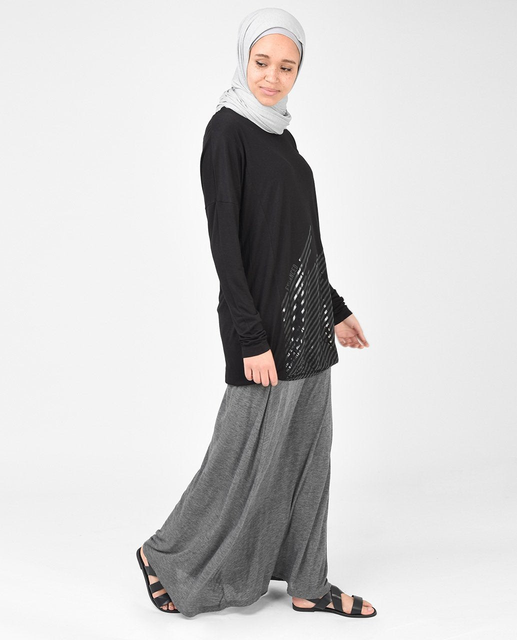 Black Long Line Top Slim 