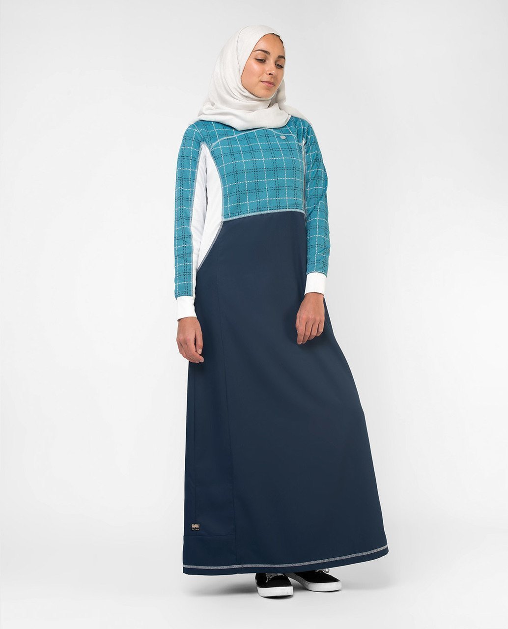 Blue Checked Effortless Tennis Inspired Print Abaya Jilbab S 54 Navy