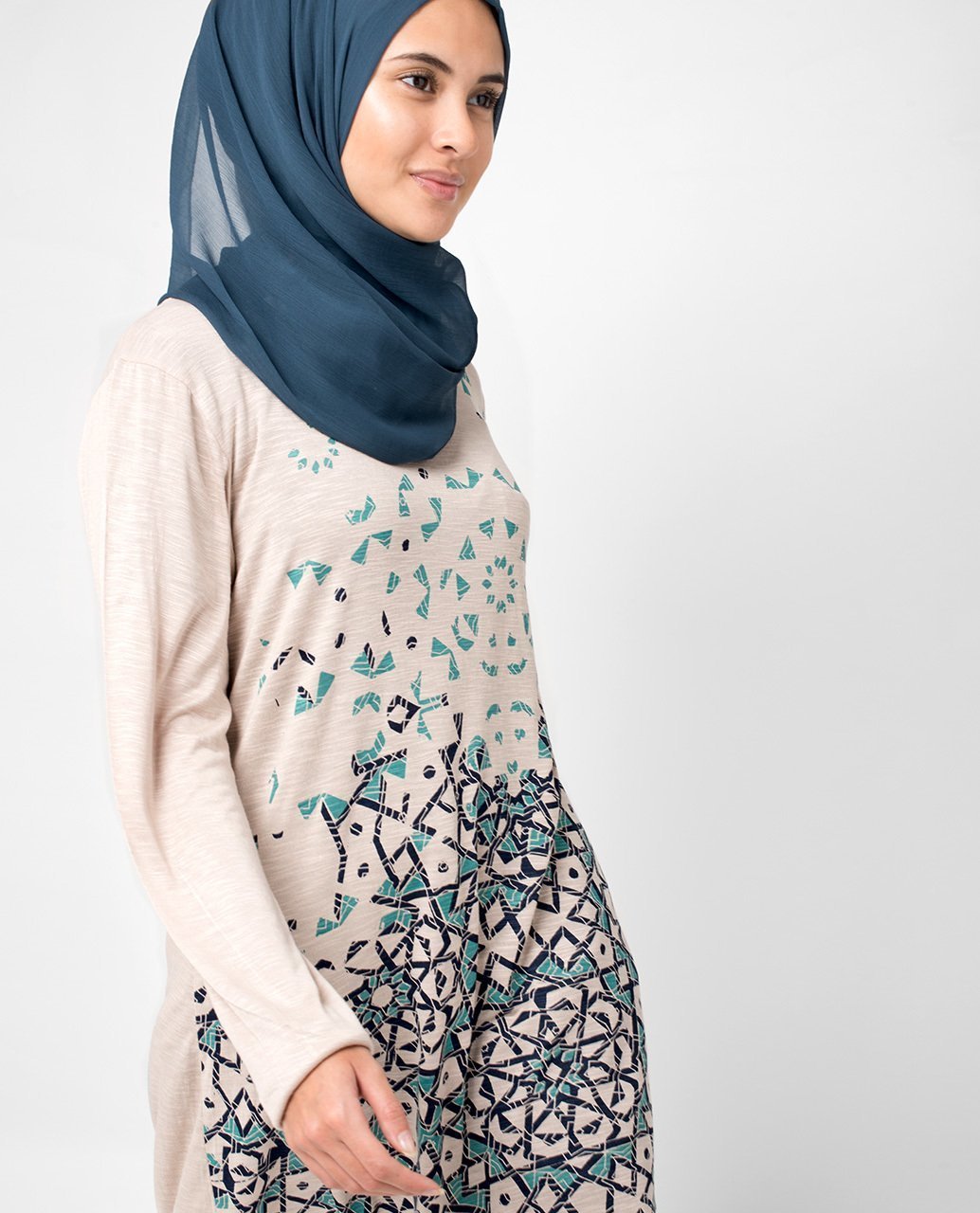 Blue Scatter Print Top Slim 