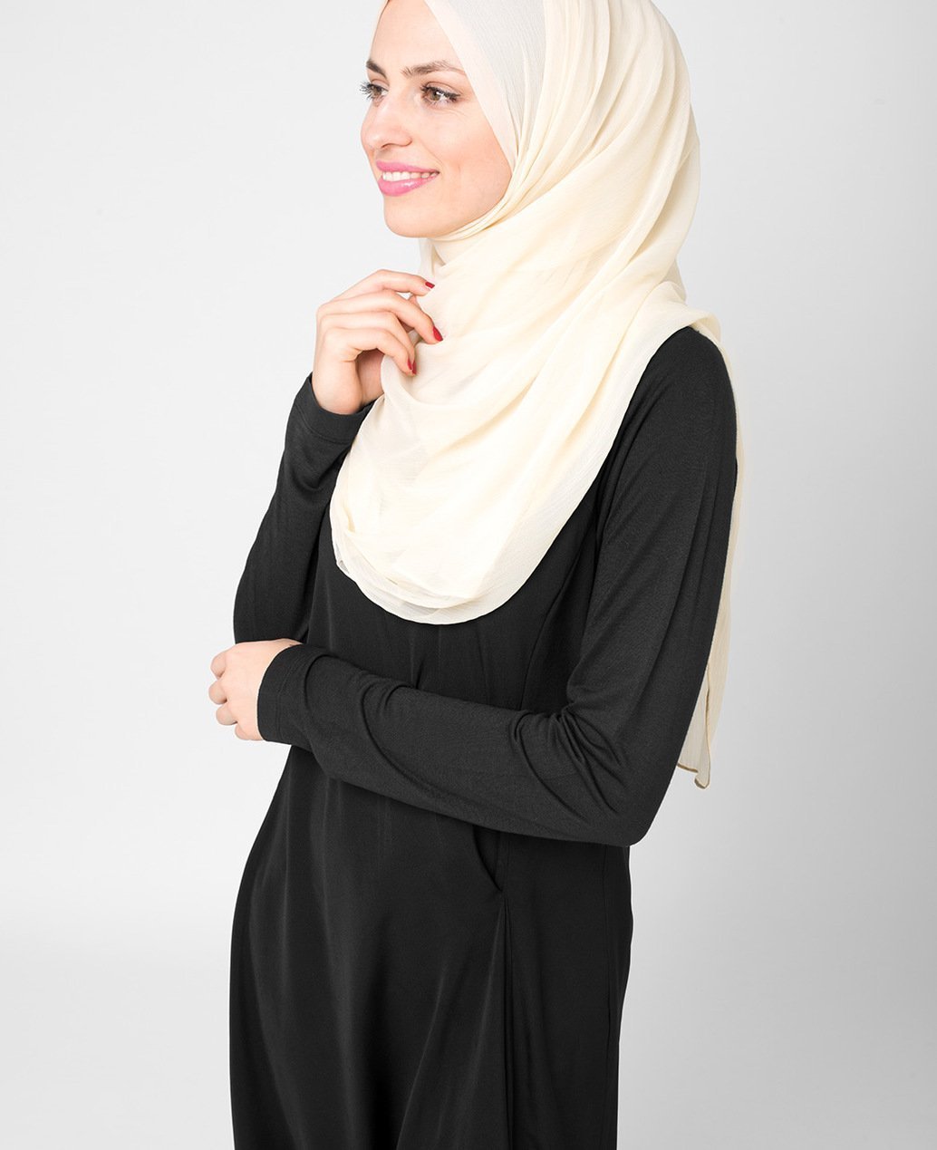 Bone White Poly Chiffon Hijab Regular 