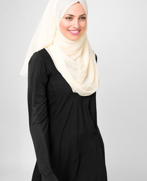 Bone White Poly Chiffon Hijab Regular 