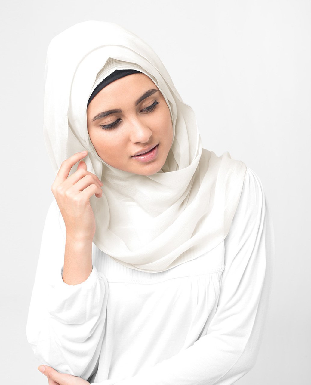 Bright White Poly Chiffon Hijab M Bright White 