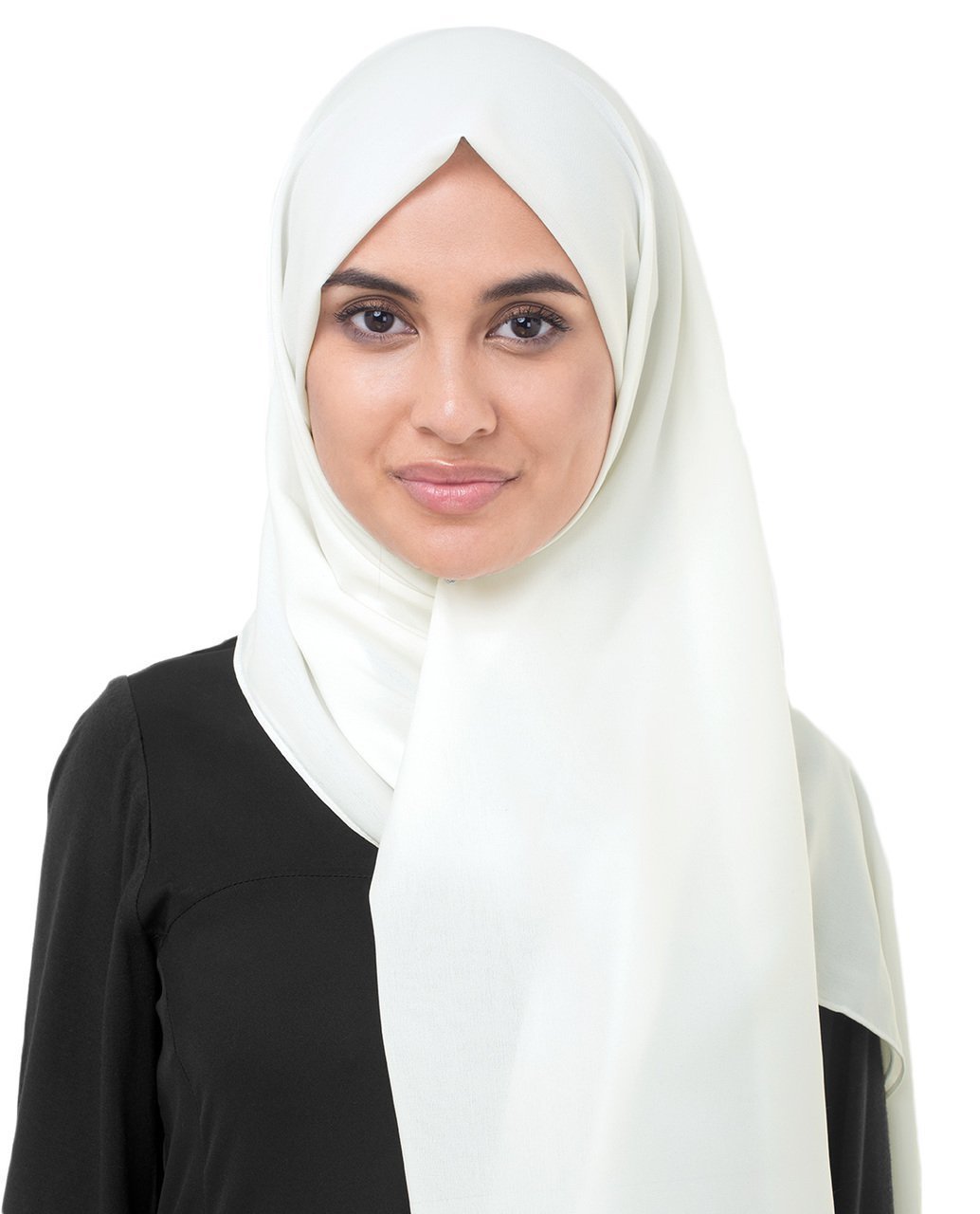 Bright White Poly Georgette Hijab Regular Bright White 