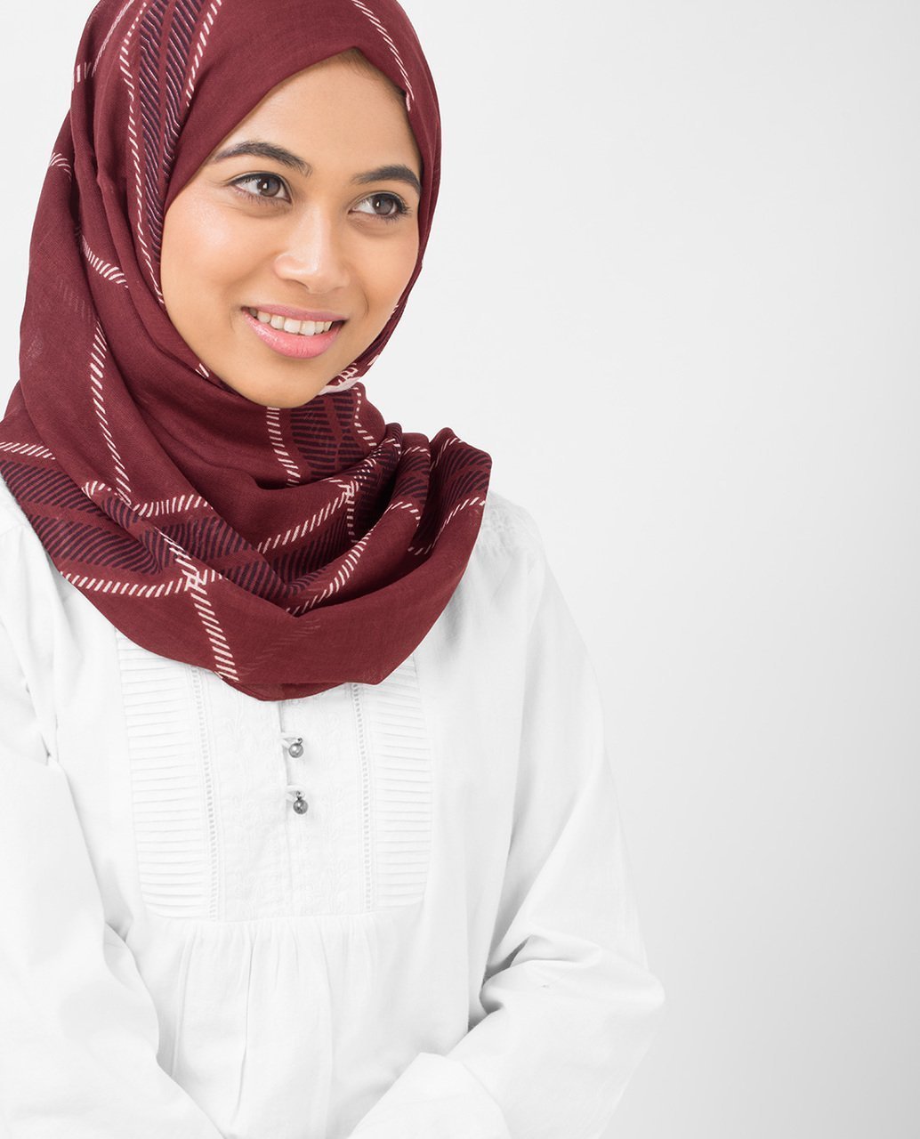 Burgundy Check Viscose Hijab Regular Burgundy 