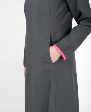 Casual Grey Abaya Jilbab With Pink Highlights S 54 Grey