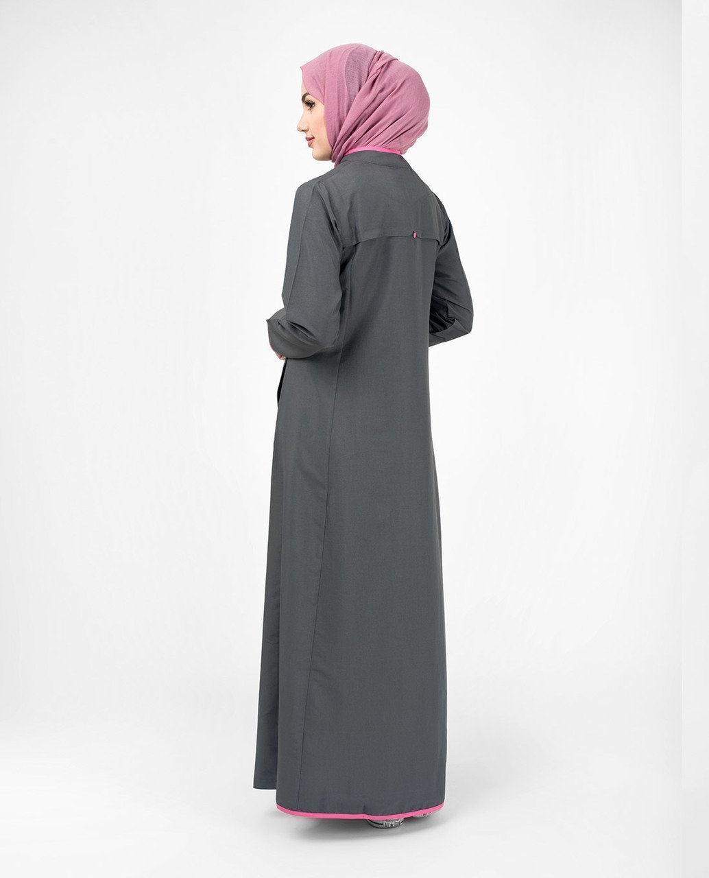 Casual Grey Abaya Jilbab With Pink Highlights S 54 Grey