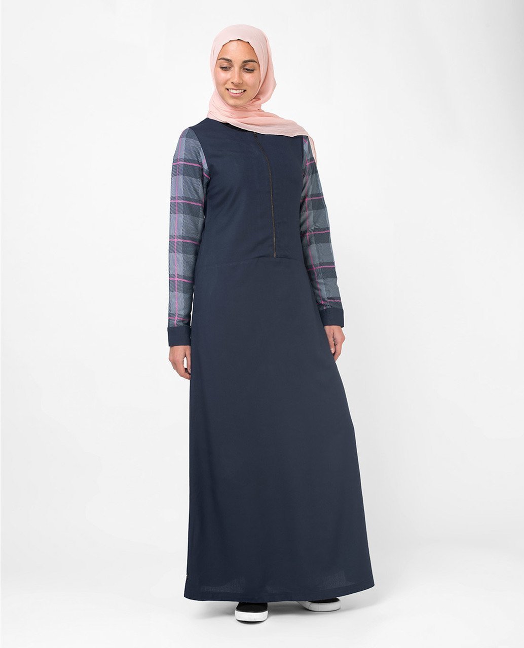 Casual Occasion Feminine Checked Blue Abaya Jilbab S 54 Navy