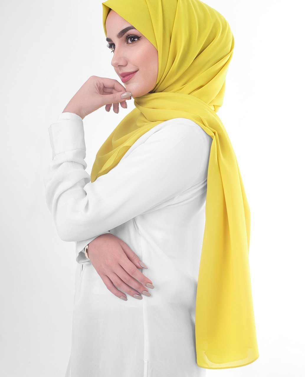 Celery Poly Georgette Hijab Regular Celery Yellow 