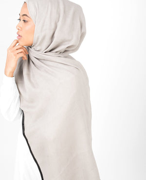 Contrast Hem Viscose Hijab Regular Beige 