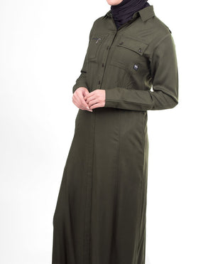 Cool Color, Cool Vibes Olive Green Utility Casual Abaya or Jilbab S 54 Olive Green