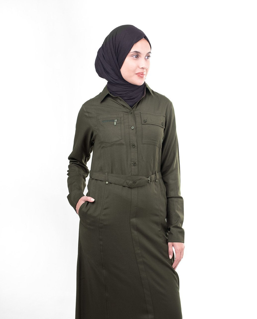 Cool Color, Cool Vibes Olive Green Utility Casual Abaya or Jilbab S 54 Olive Green