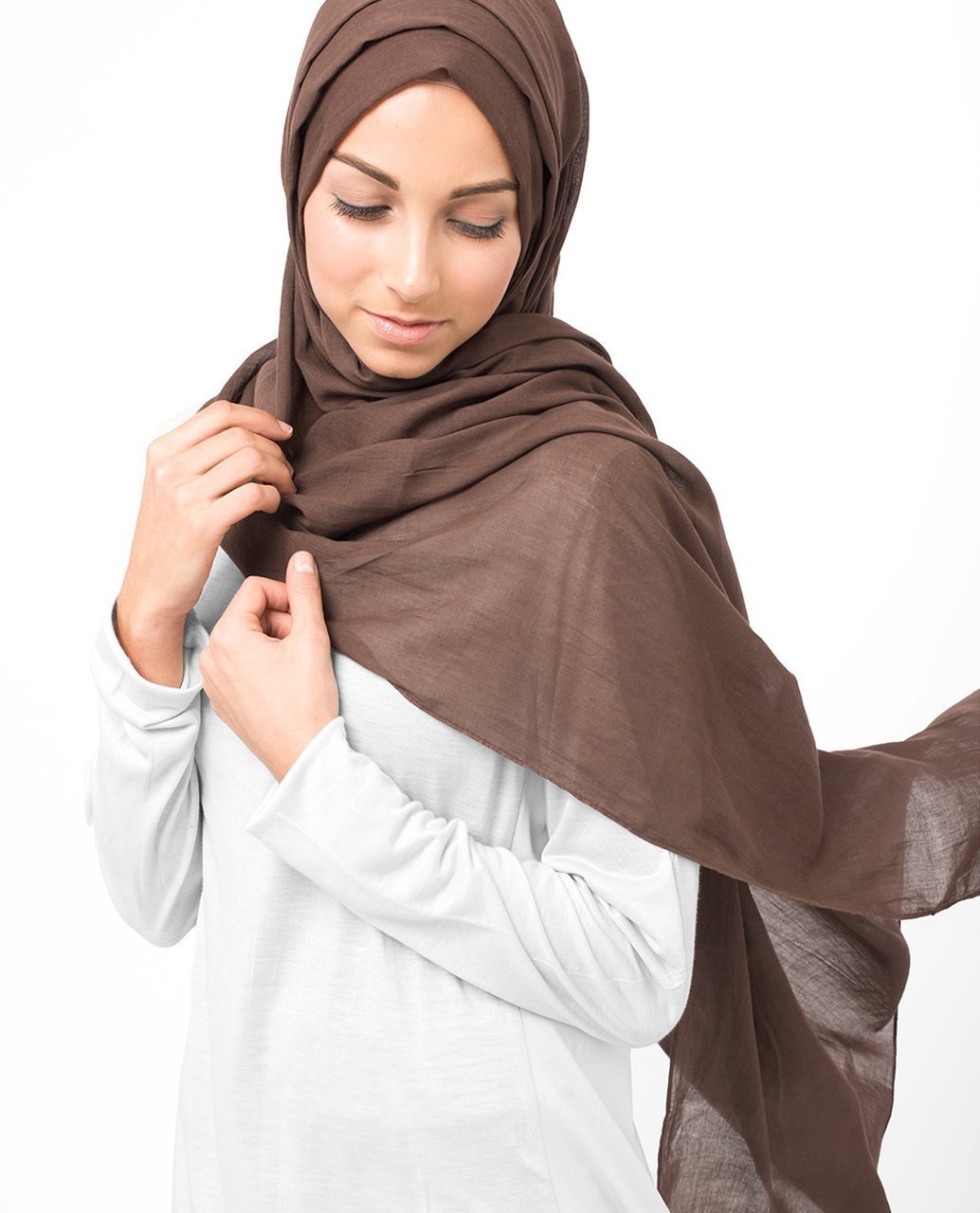 Cotton Voile Hijab in Chestnut Brown Maxi Chestnut Brown 