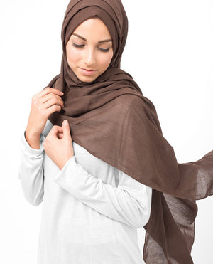 Cotton Voile Hijab in Chestnut Brown Regular Chestnut Brown 