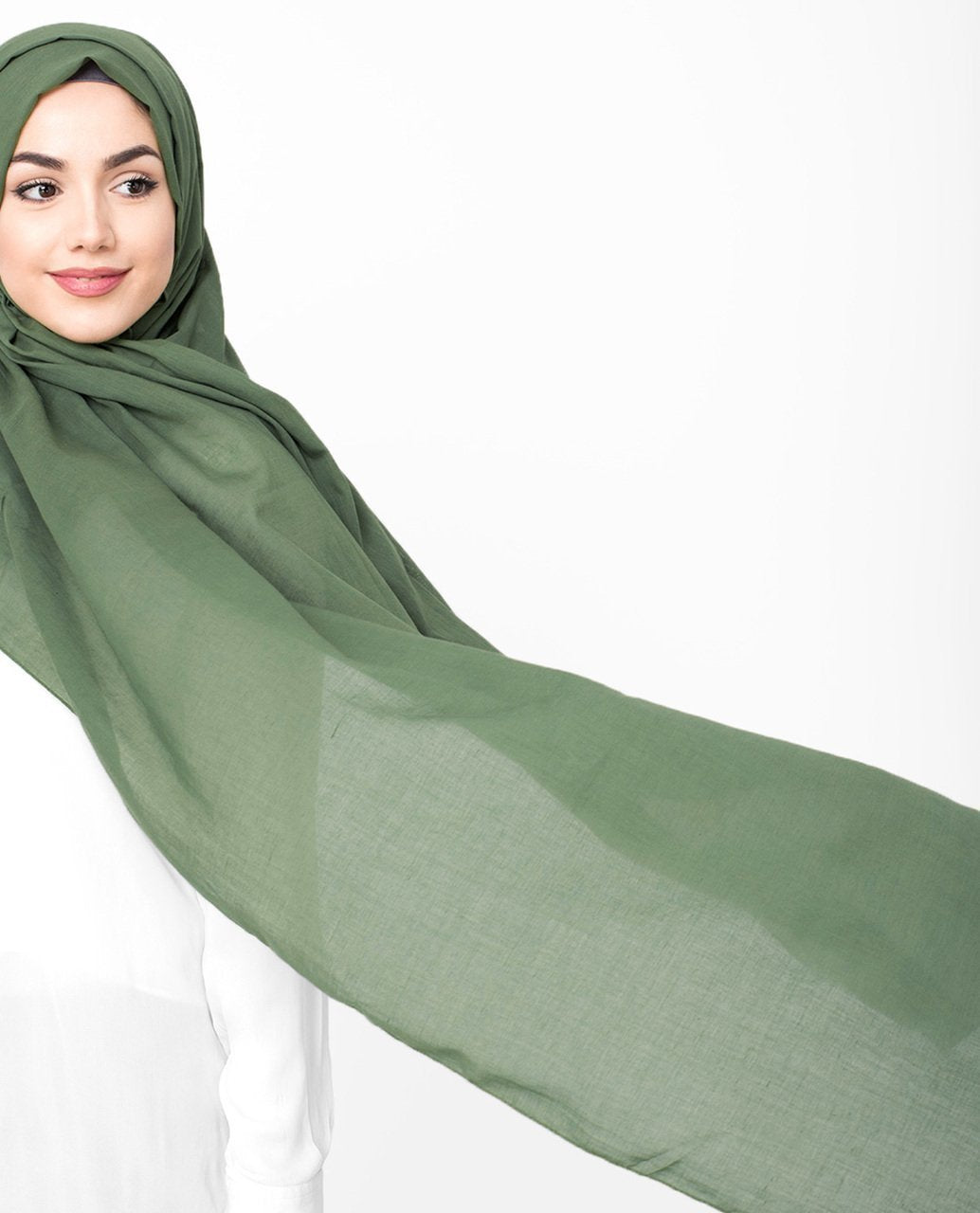 Cotton Voile Hijab in Deep Grass Green Regular Deep Grass Green 