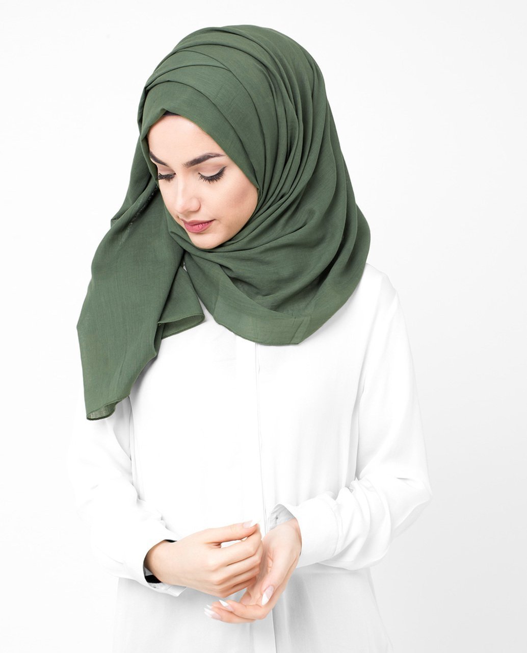 Cotton Voile Hijab in Deep Grass Green Regular Deep Grass Green 