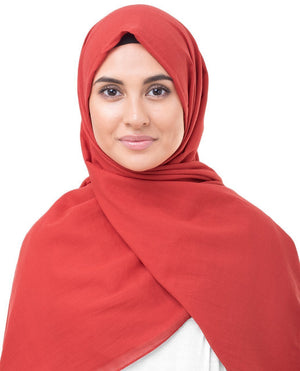 Cotton Voile Hijab in High Risk Red Color Regular High Risk Red 