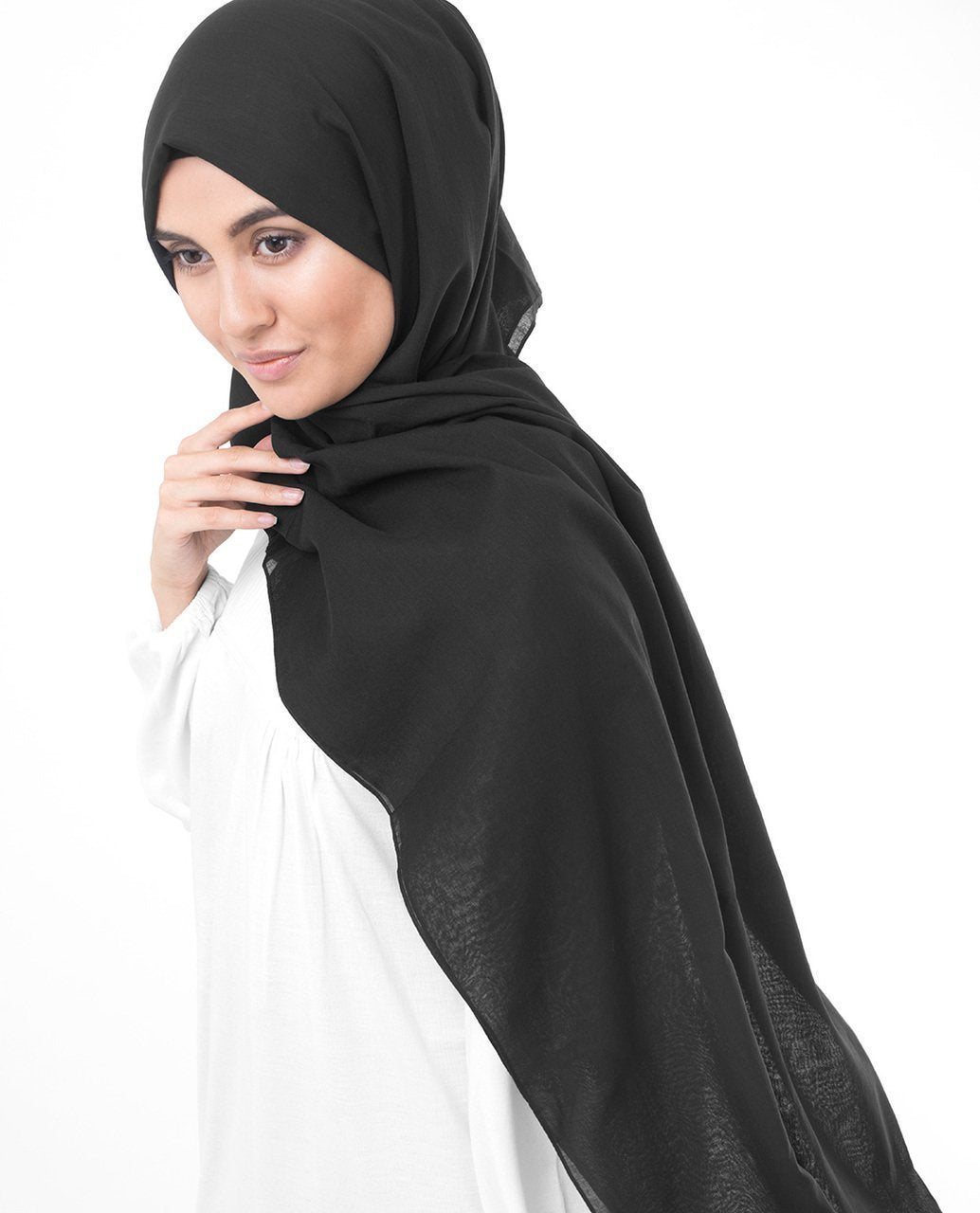 Cotton Voile Hijab in Jet Black Regular Jet Black 