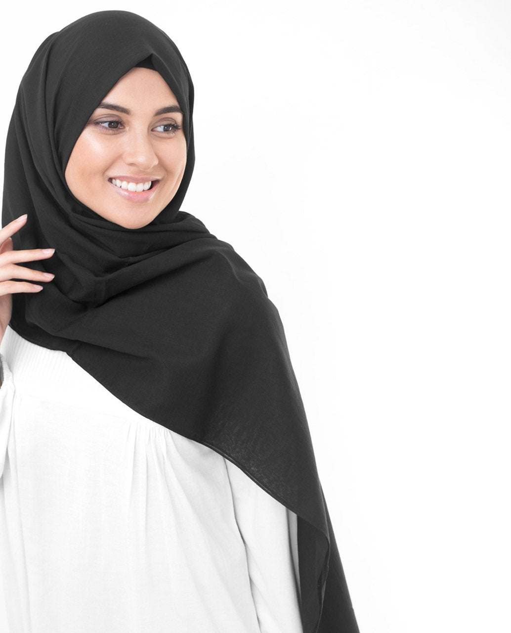 Cotton Voile Hijab in Jet Black Regular Jet Black 