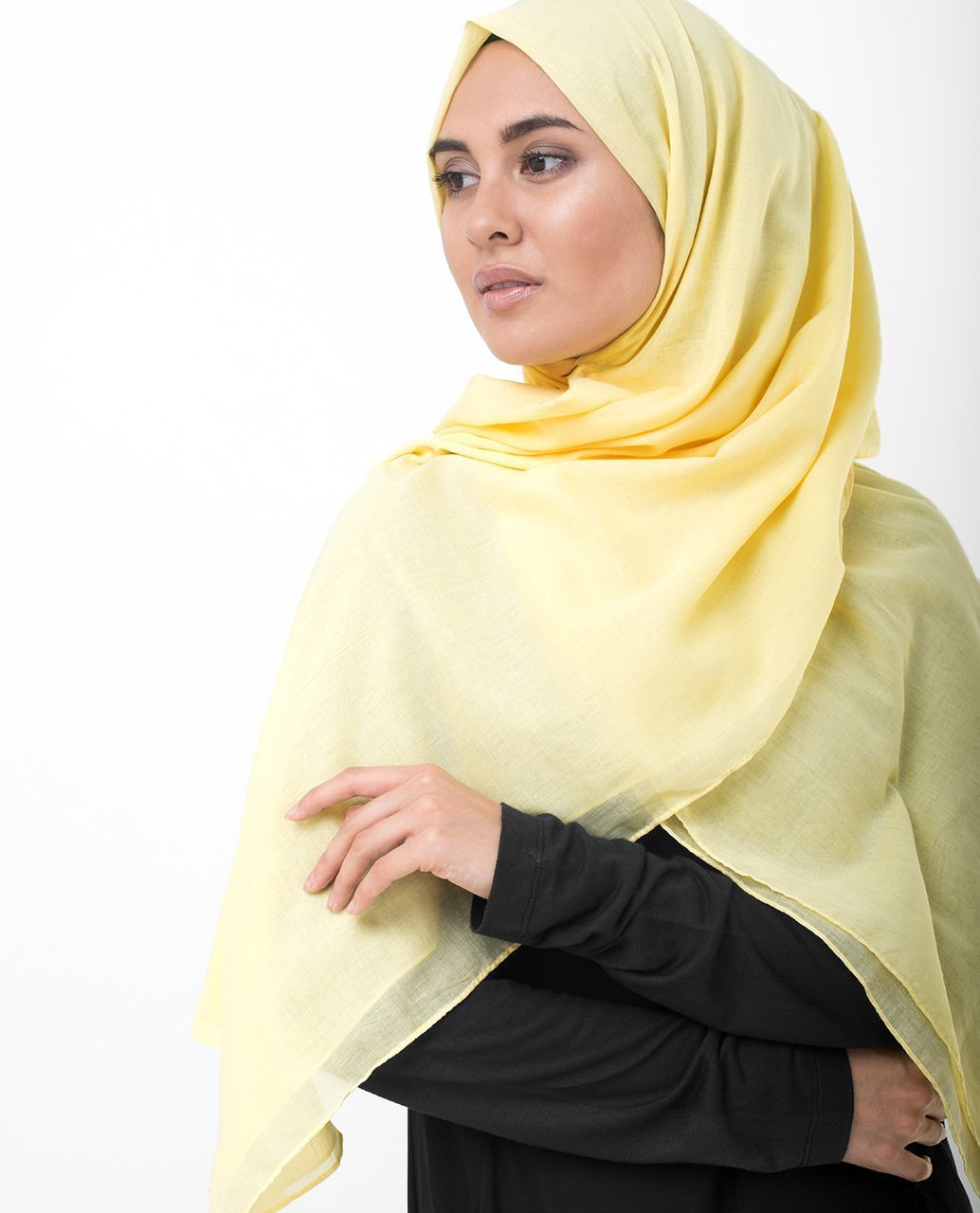 Cotton Voile Hijab in Lemon Grass Yellow Regular Lemon Grass Yellow 