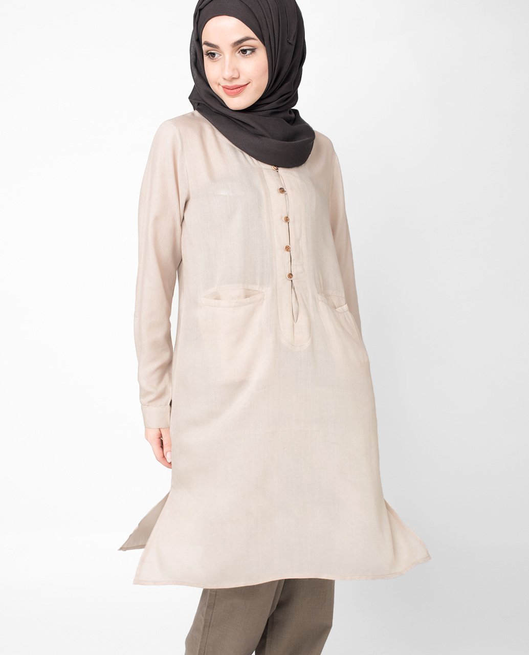 Creamy Button Up tunic Slim 