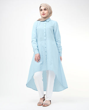 Dip Hem Shirt Dress Small Petite (- 5'2") Blue