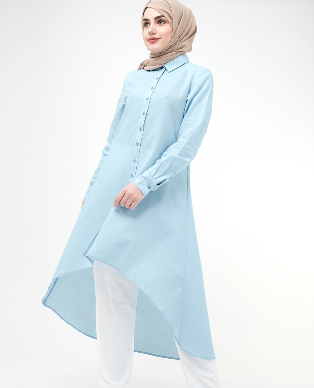 Dip Hem Shirt Dress Small Petite (- 5'2") Blue