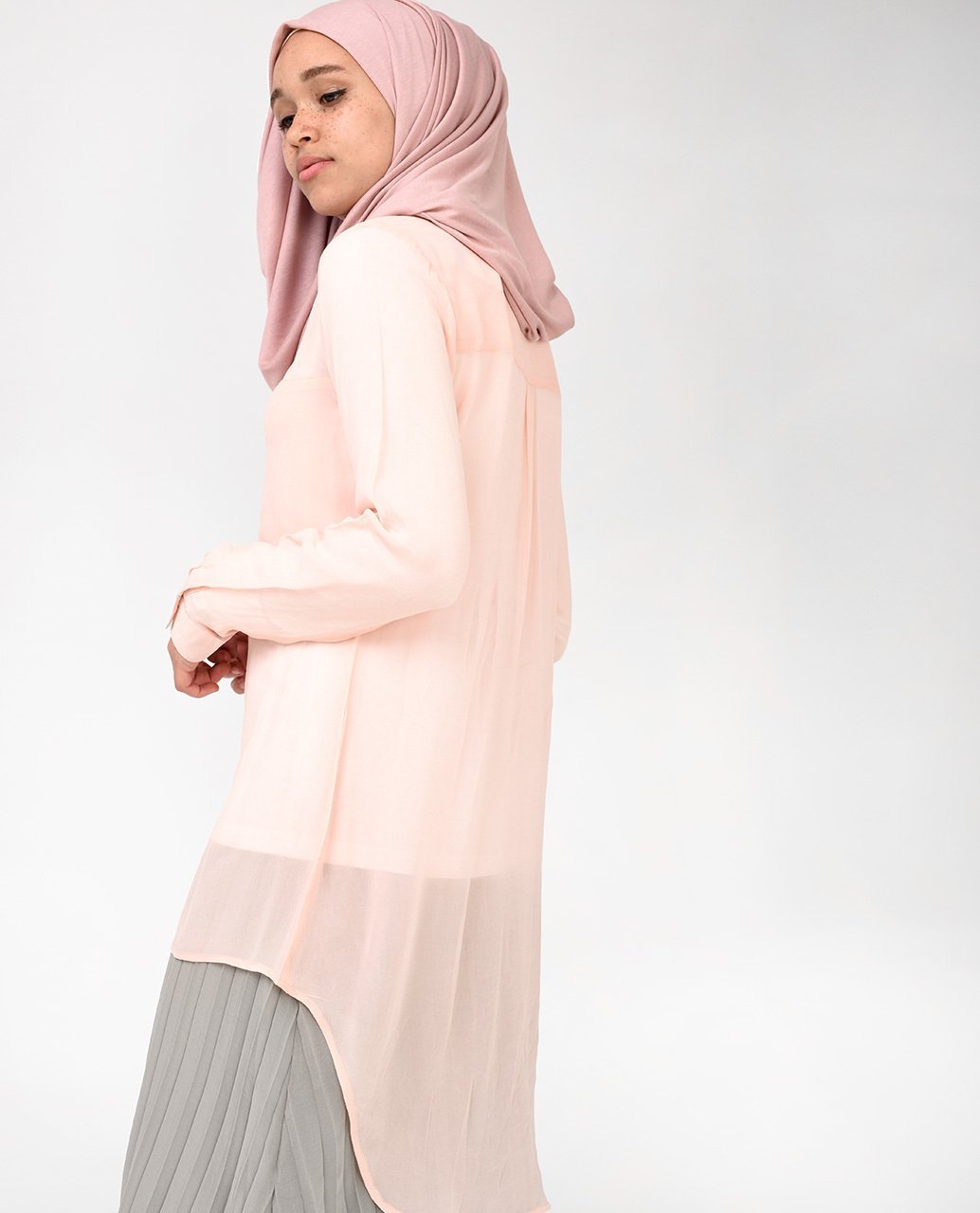 Dusky Pink Long Blouse 