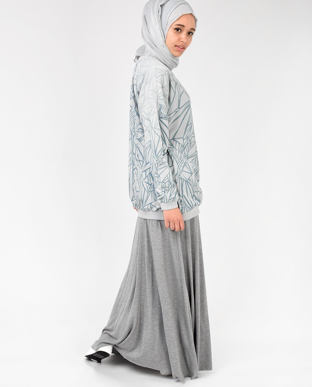 Dusty Blue Crew Neck Top Slim 