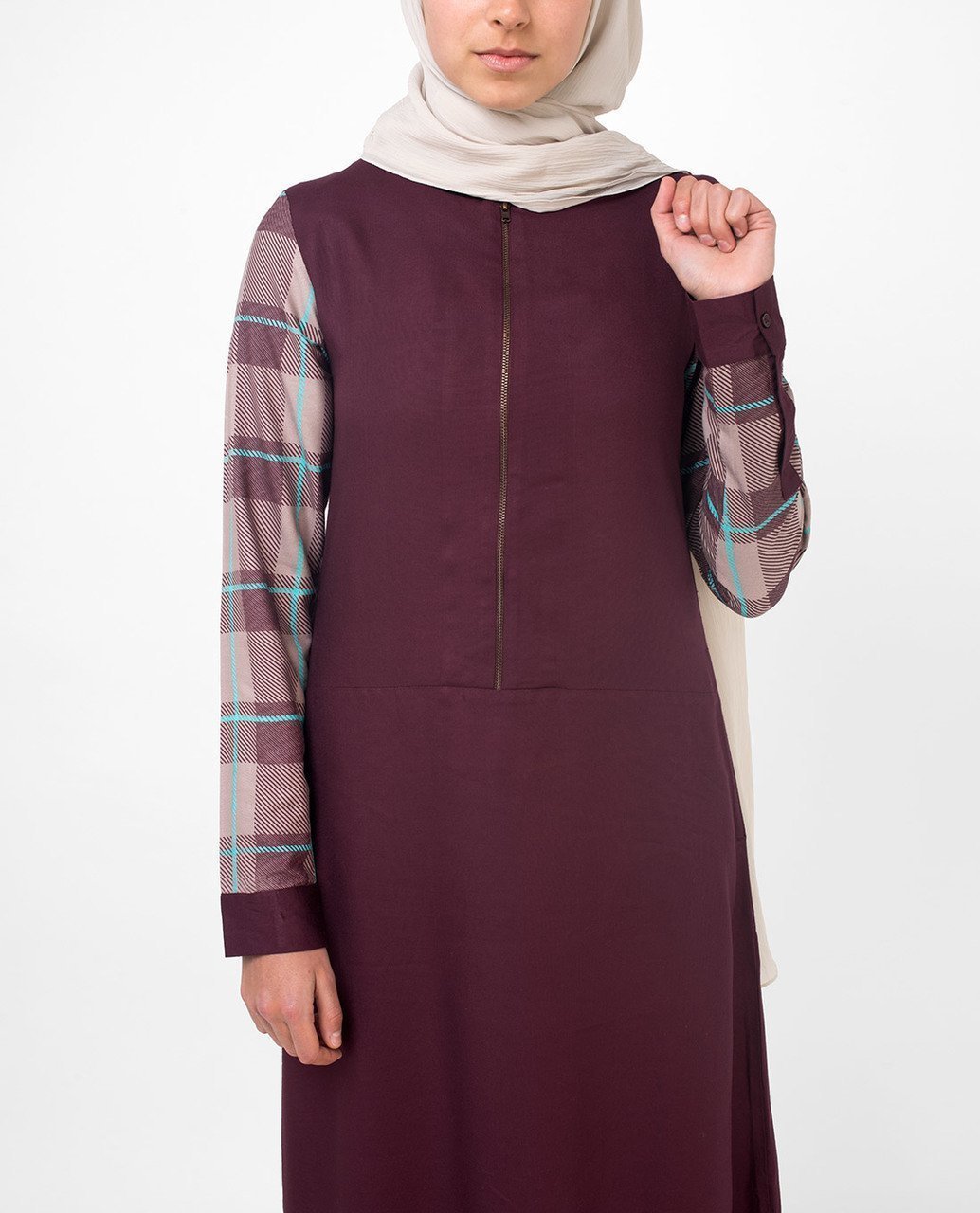 Feminine Checked Deep Purple Abaya Jilbab S 54 Purple