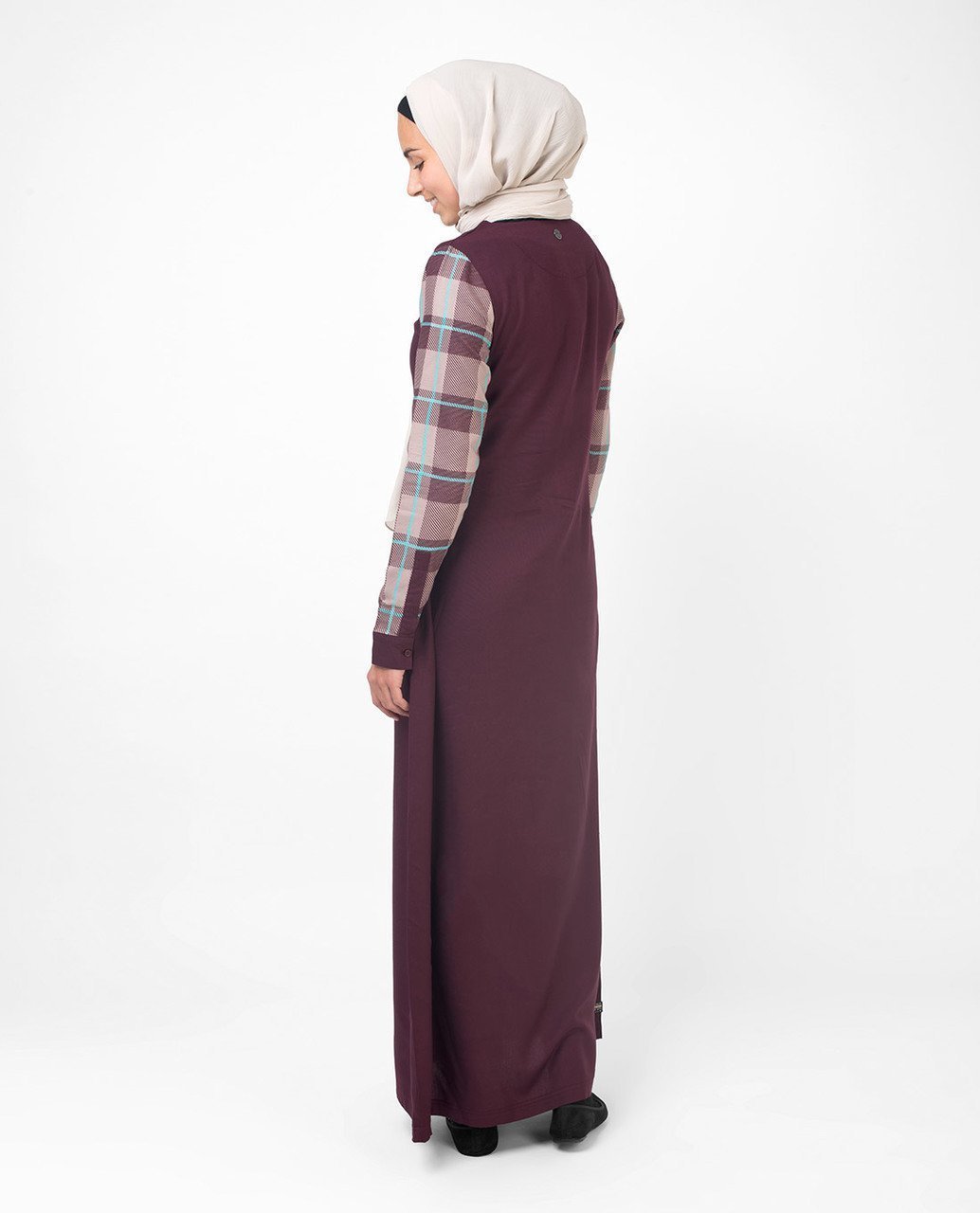 Feminine Checked Deep Purple Abaya Jilbab S 54 Purple