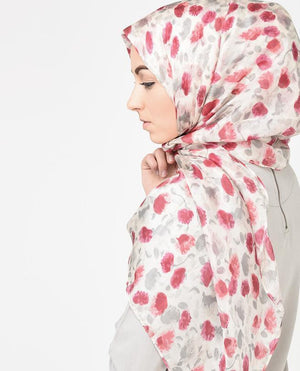 Floral Pink Beige Hijab Regular Pink 