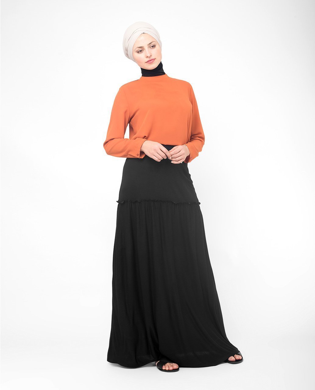 Full Length Black Flared Skirt S 5'2" Black