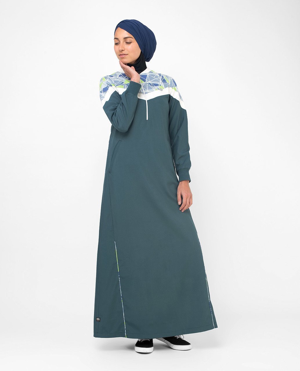 Geo Print Casual Sporty Jilbab S 54 Green