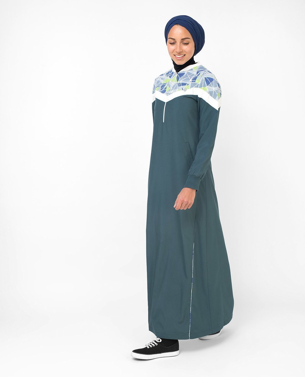 Geo Print Casual Sporty Jilbab S 54 Green