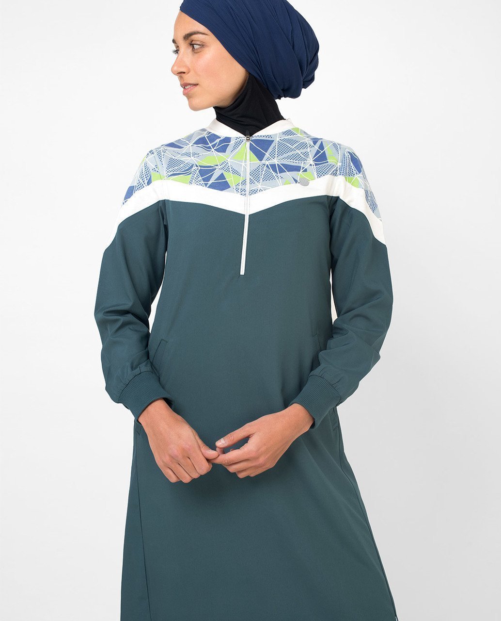 Geo Print Casual Sporty Jilbab S 54 Green