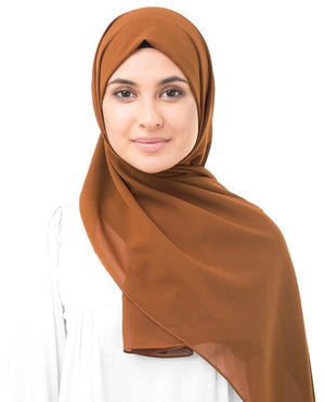 Glazed Ginger Brown Poly Georgette Hijab Regular Glazed Ginger Brown 