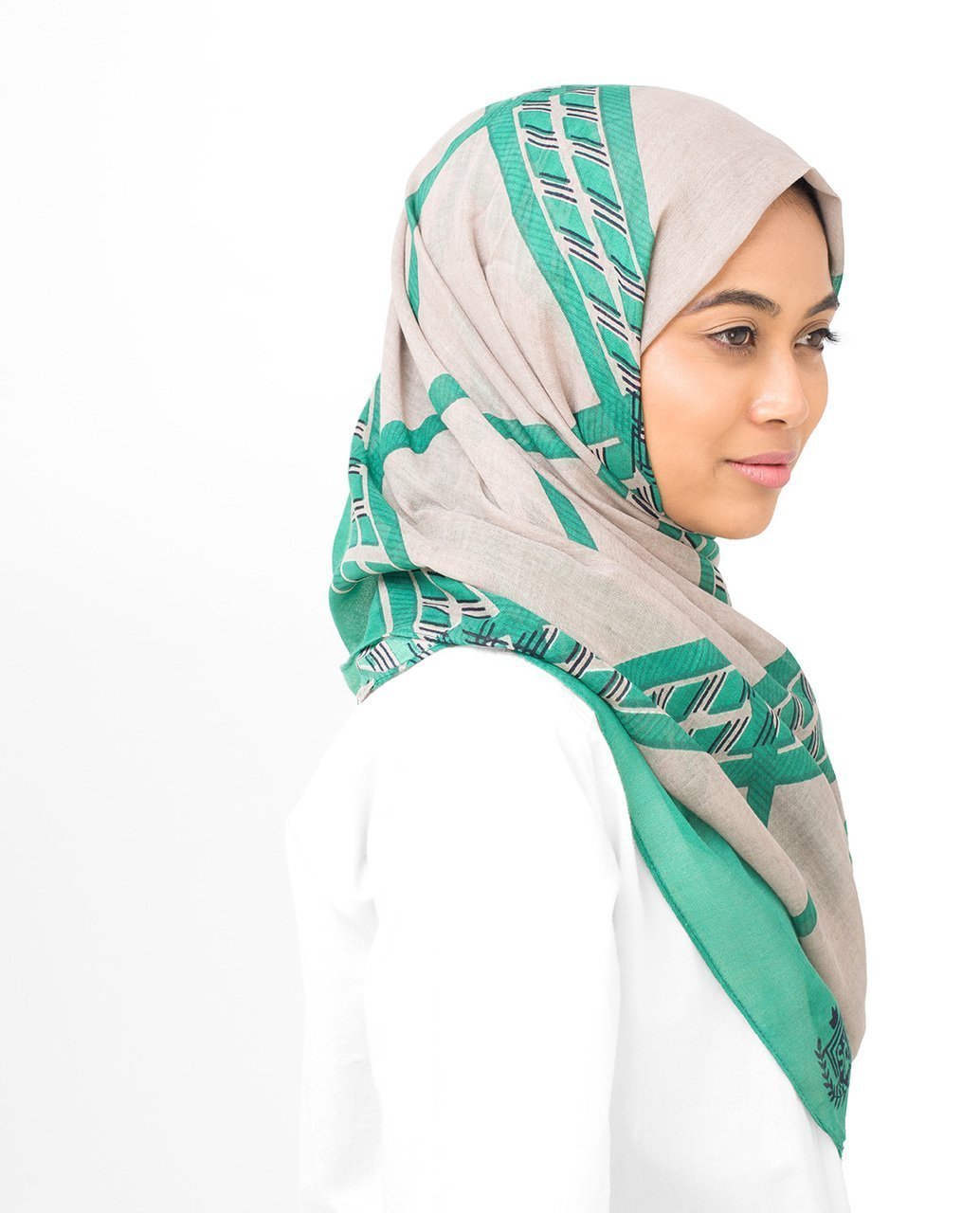 Green Check Viscose Hijab Regular Green 